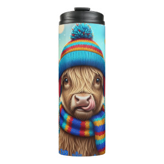 Bouteilles Isothermes Highland Cow in Rainbow Knits"