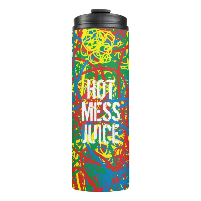 Bouteilles Isothermes Hot Mess Jus Scribbles Jaune Bleu Vert Rouge Art (Devant)