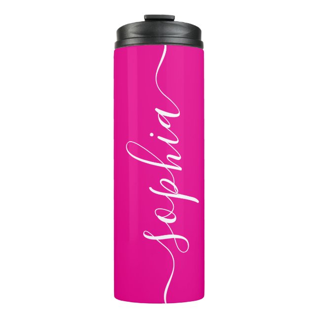 Bouteilles Isothermes Hot Pink White Script Custom Thermal Tumbler (Devant)