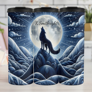 Bouteilles Isothermes Howling Wolf sous Pleine lune