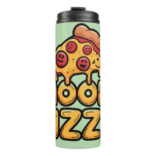 Bouteilles Isothermes Humeur : Pizza - Fun Cartoon Slice avec Happy Topp
