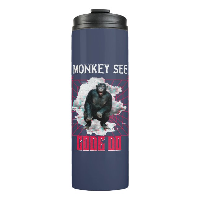 Bouteilles Isothermes Humour de développeur Web « Le singe voit, code, f (Devant)