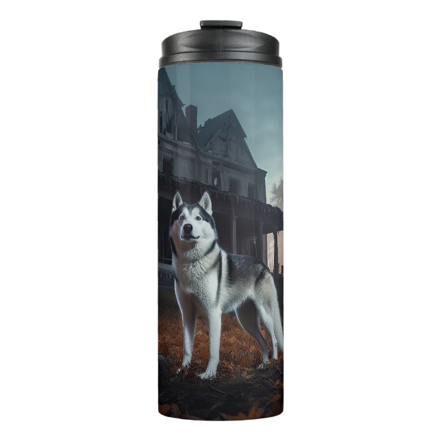 Bouteilles Isothermes Husky sibérien Halloween Épouvantable (Devant)