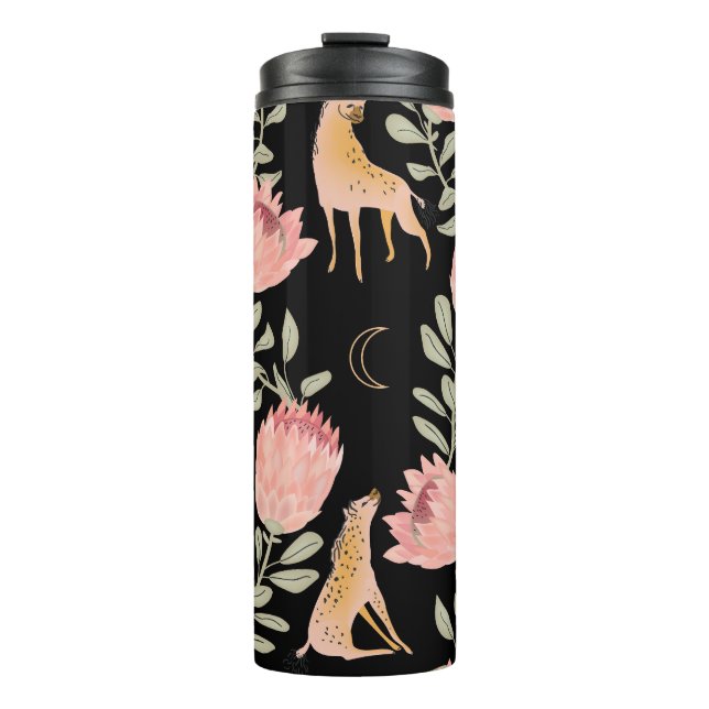 Bouteilles Isothermes Hyena & Protea : Motif Vintage foncé (Devant)