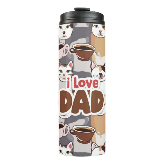 Bouteilles Isothermes "I Love Dad" Cat & Coffee Seamless Pattern - Fathe (Devant)