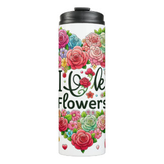 Bouteilles Isothermes I Love Flowers" Colorful Heart-shaped Floral