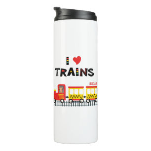 Bouteilles Isothermes I Love Trains Colorful Kids Photo et nom