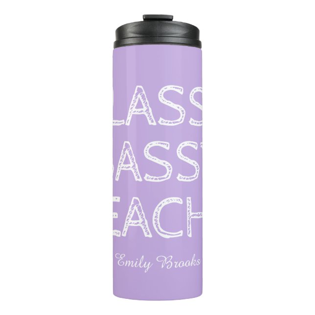 Bouteilles Isothermes Idée de cadeau personnalisé violet pour enseignant (Devant)