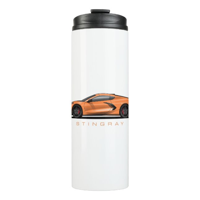 Bouteilles Isothermes Illustration Chevy Corvette C8 noire (Devant)