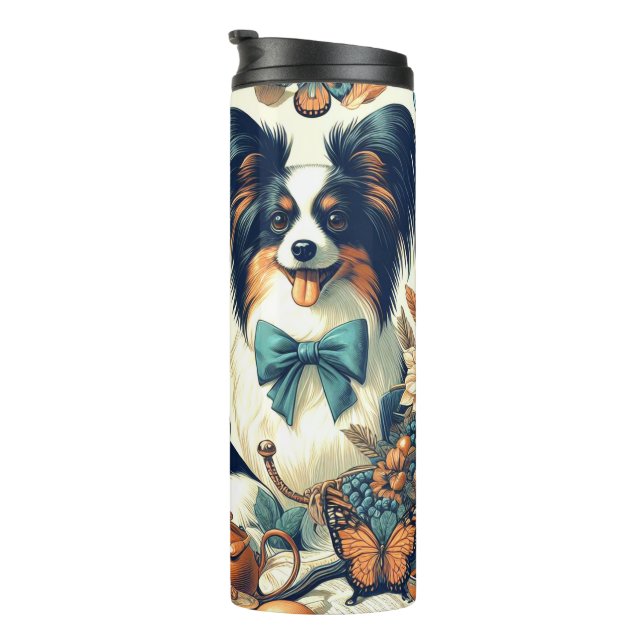 Bouteilles Isothermes Illustration de chien de papillon mignonne (Tourné sur la droite)