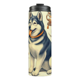 Bouteilles Isothermes Illustration de Chien Jindo Coréen Vintagae