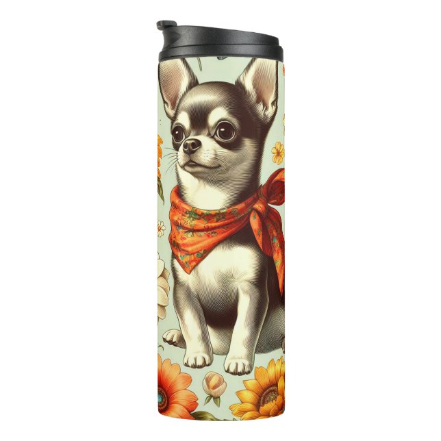 Bouteilles Isothermes Illustration de Cute Retro Chihuahua (Tourné sur la droite)