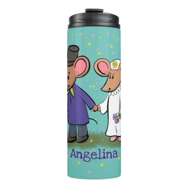 Bouteilles Isothermes Illustration de dessin animé d'un couple de souris (Devant)