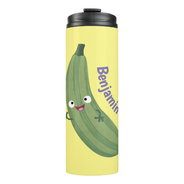 Bouteilles Isothermes Illustration de dessin animé heureux de courgette  (Devant)