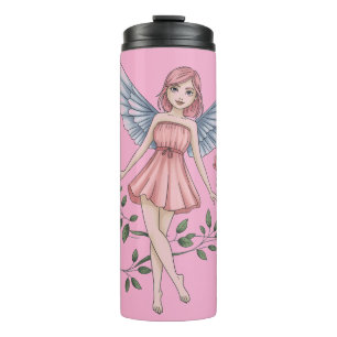 Bouteilles Isothermes Illustration de fée avec robe rose et ailes