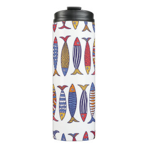 Bouteilles Isothermes Illustration de jolis poissons : fond sans couture
