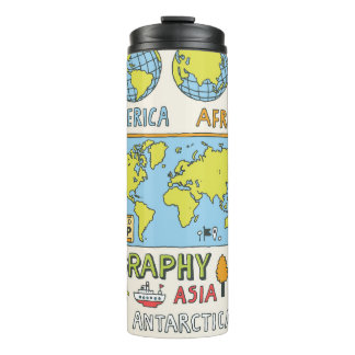 Bouteilles Isothermes Illustration de la géographie Vintage dessinée à l