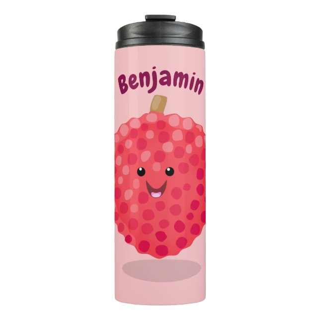 Bouteilles Isothermes Illustration de lychee rose mignonne en style dess (Devant)