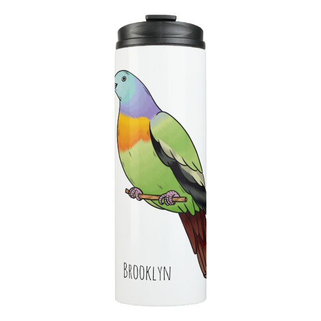 Bouteilles Isothermes Illustration d'un pigeon à cou rose (Devant)