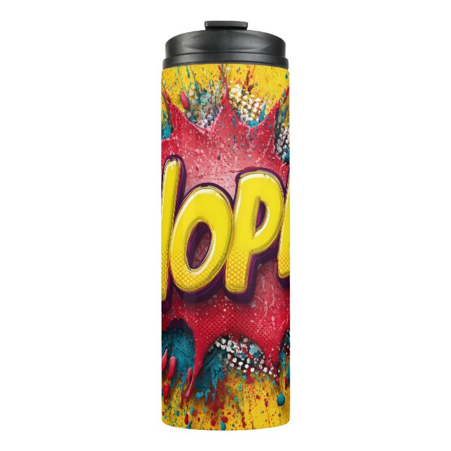 Bouteilles Isothermes Illustration Pop Art avec un « NON » jaune gras (Devant)