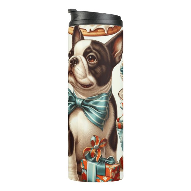 Bouteilles Isothermes Illustration Retro Cute Boston Terrier (Tourné sur la droite)
