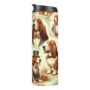 Bouteilles Isothermes Illustration vintage Basset Hound en toute transpa