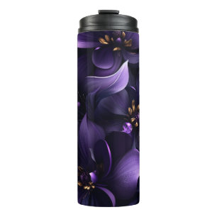 Bouteilles Isothermes Image Abstraite de fleurs violettes et noires