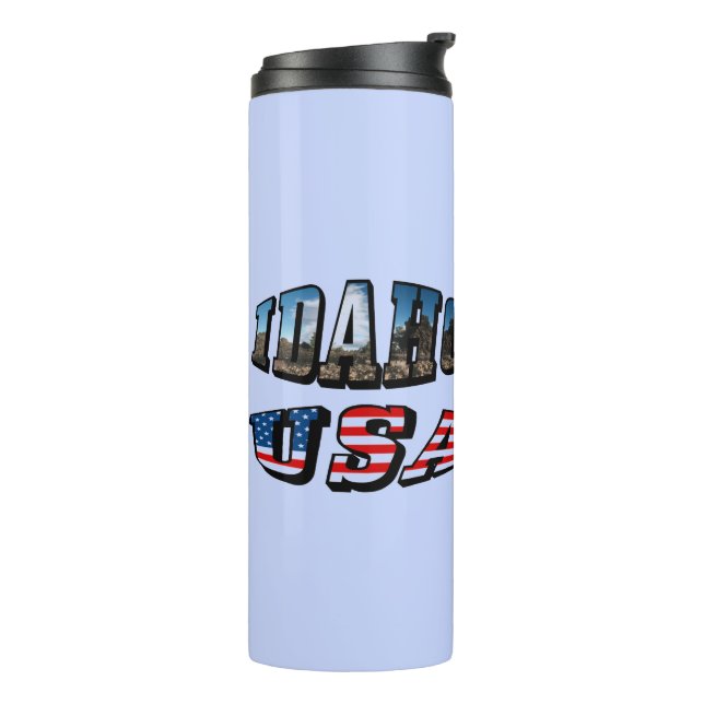 Bouteilles Isothermes Image de l'Idaho, État et Drapeau USA Texte (Tourné sur la gauche)