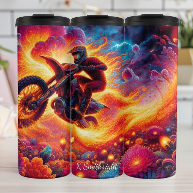 Bouteilles Isothermes Impression d'art de pilote de motocross psychédéli (Créateur téléchargé)