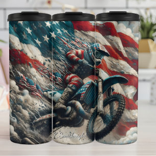 Bouteilles Isothermes Impression d'art du drapeau américain de motocross