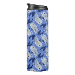 Bouteilles Isothermes Impression de bloc de poisson - bleu