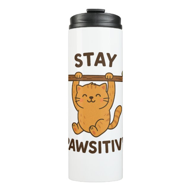 Bouteilles Isothermes Impression de citation inspirante "Restez pawsitif (Devant)