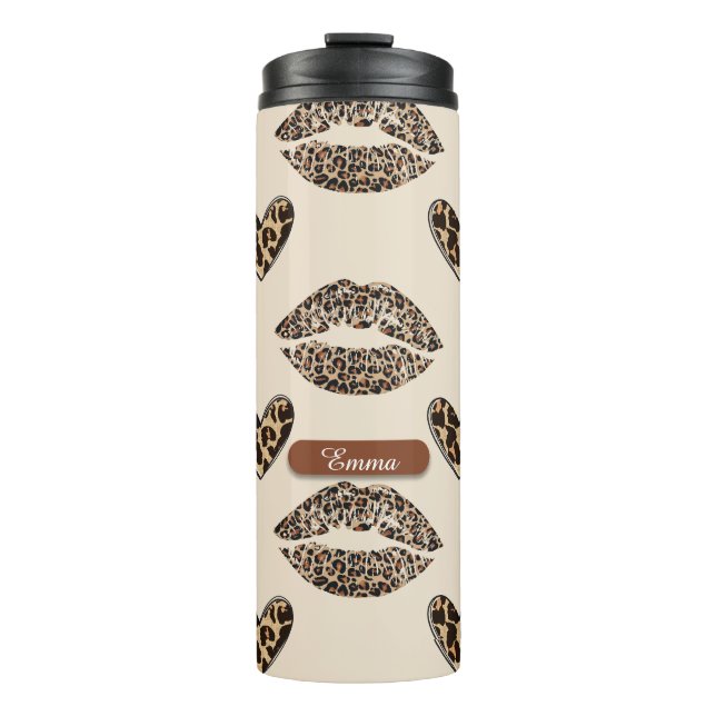 Bouteilles Isothermes Imprimé chic beige et noir de léopard (Devant)