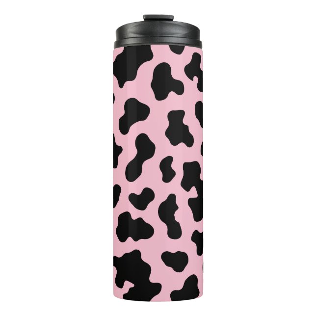Bouteilles Isothermes Imprimé cuir de vache noir et rose (Devant)
