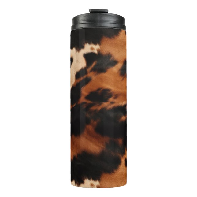 Bouteilles Isothermes Imprimé faux vache marron noir crème (Devant)