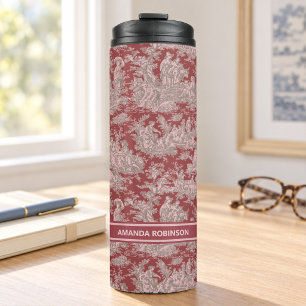 Bouteilles Isothermes Imprimé toile de jouy rouge vintage rose