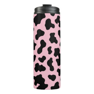 Bouteilles Isothermes Imprimé vache noire et rose en cuir de vachette