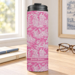 Bouteilles Isothermes Imprimé vintage rose vif toile de jouy