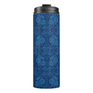 Bouteilles Isothermes Indigo Blue Floral Faux Lace Motif