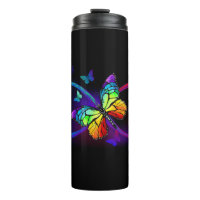 Infini vibrant avec papillon arc-en-ciel sur fond