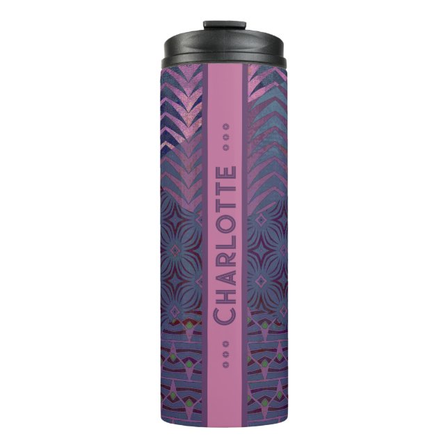 Bouteilles Isothermes Infinity Star - Nom vertical marine et rose (Devant)