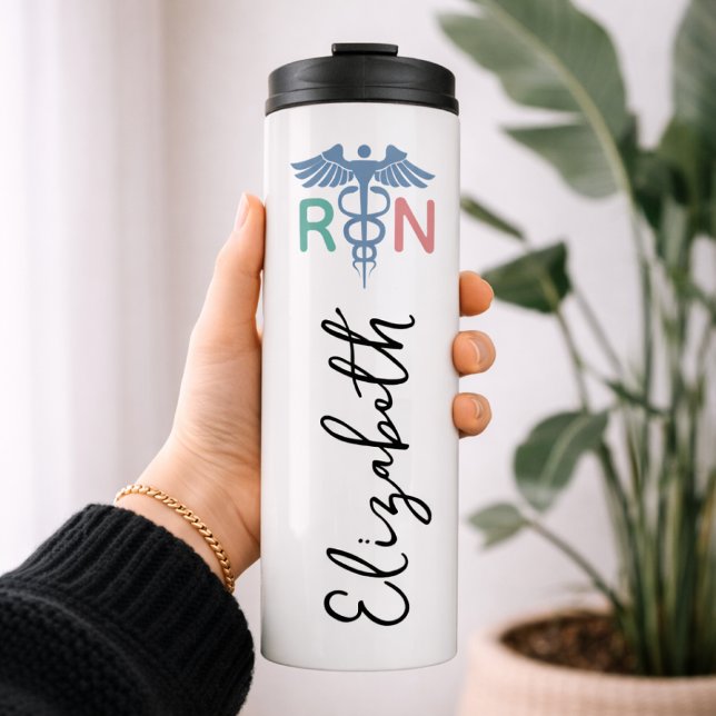 Bouteilles Isothermes Infirmière diplômée | Diplôme d'infirmière élégant (Custom RN Nurse Insulated Tumbler Thank You Gift, Custom Nurse Tumbler Gift for Nursing Students)