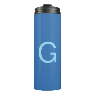 Bouteilles Isothermes Initial Letter Monogram Steel Blue Custom Plain