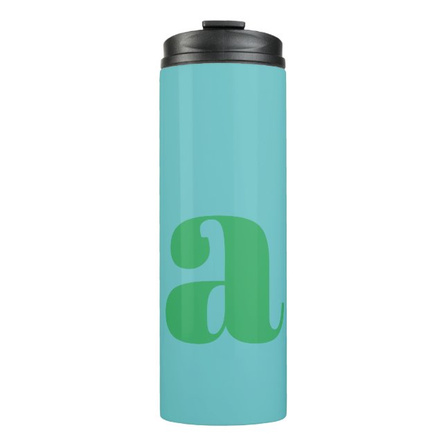 Bouteilles Isothermes Initiale de monogramme moderne en bleu et vert (Devant)