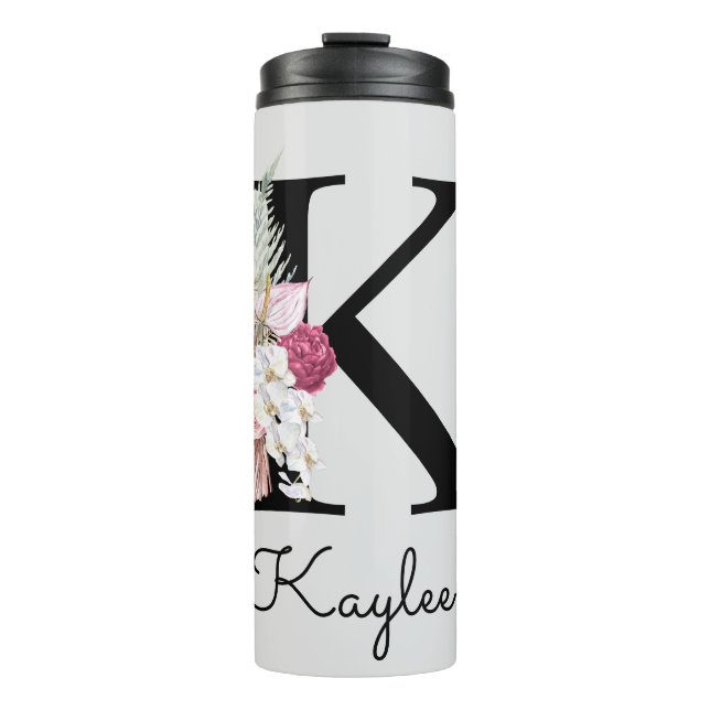 Bouteilles Isothermes Initiale K Brodé Rose Floral Bohème (Devant)
