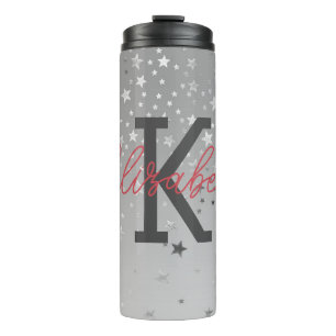 Bouteilles Isothermes Initiales de nom en monogramme Rose Gris Argent Te