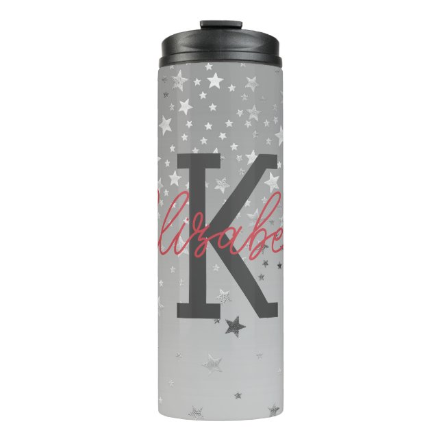 Bouteilles Isothermes Initiales de nom en monogramme Rose Gris Argent Te (Devant)