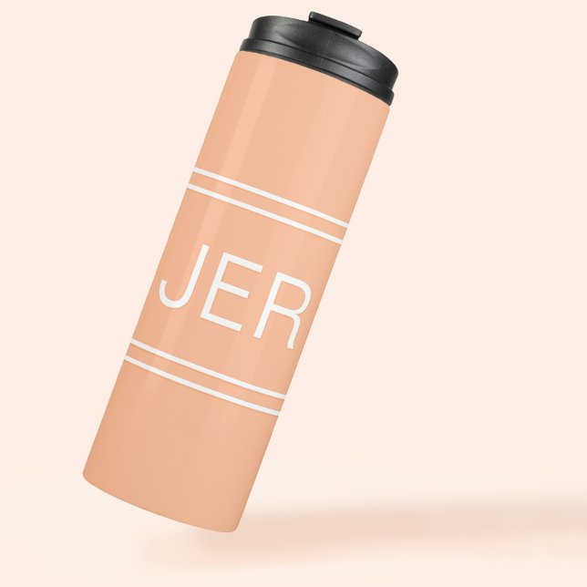 Bouteilles Isothermes Initiales Monogrammes Personnalisées Boire Peach T (Custom Monogrammed Initials Drink Travel Peach Thermal Tumbler)
