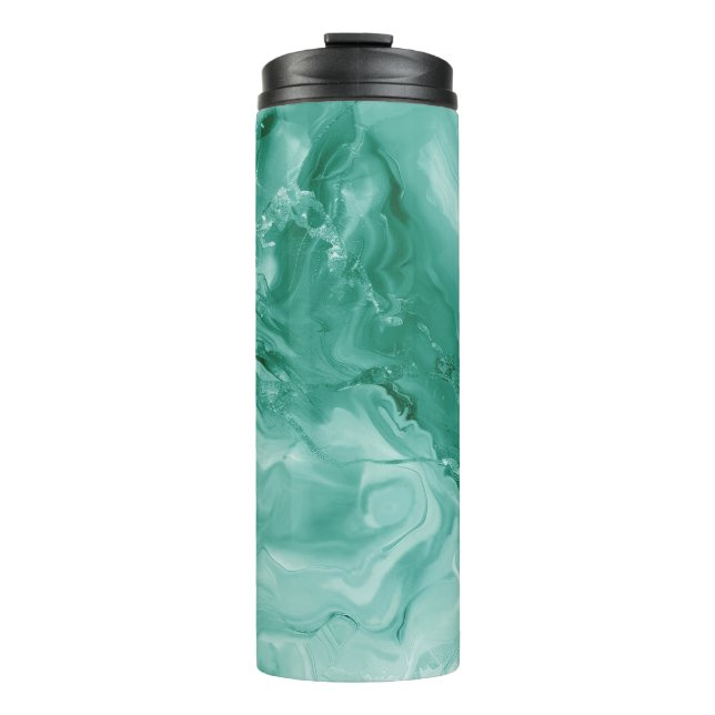 Bouteilles Isothermes Intricate Marble Pattern in Rich Teal and Green (Devant)