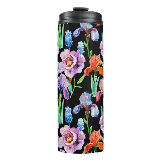 Bouteilles Isothermes Iris Peony Aquarelle Motif Floral (Devant)